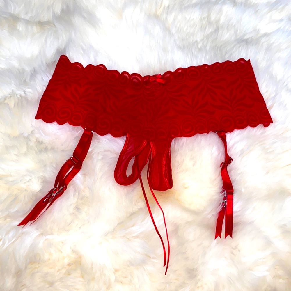 Red Lace Garter Belt Waist Cincher